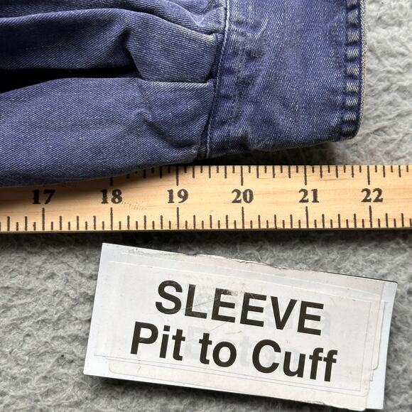 Vintage 90s LL Bean Flannel Lined Chambray Button Long Sleeve Shirt Mens Large - Picture 3 of 12